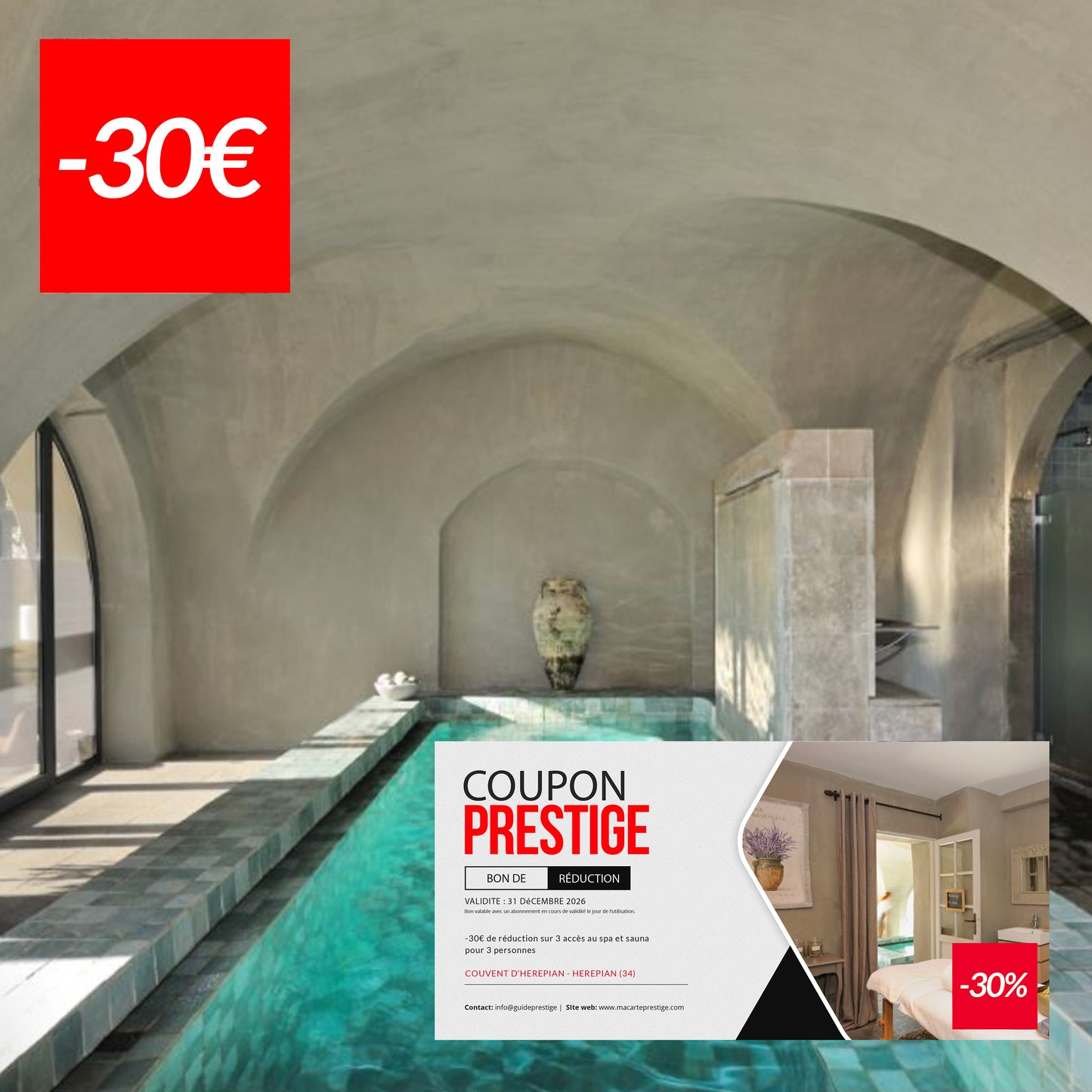 Coupon de réduction accès spa 3 personnes à -30% - Herepian (34)