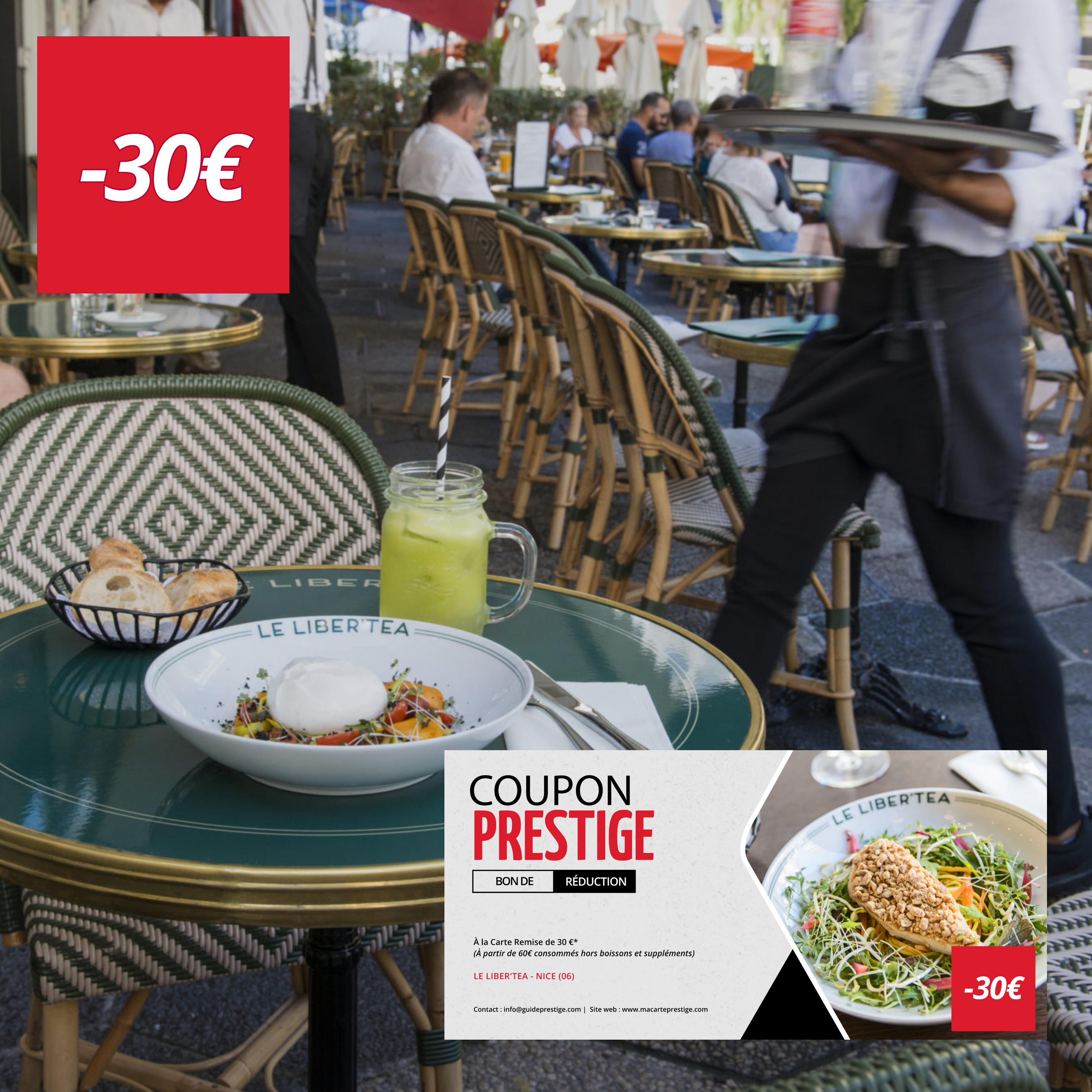 Coupon de réduction : À la Carte Remise de 30 €* - Valable chez LE LIBER'TEA - à NICE (06)